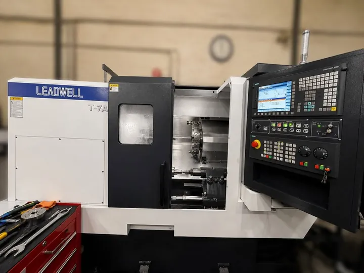 Leadwell CNC lathe in the workshop with its control panel