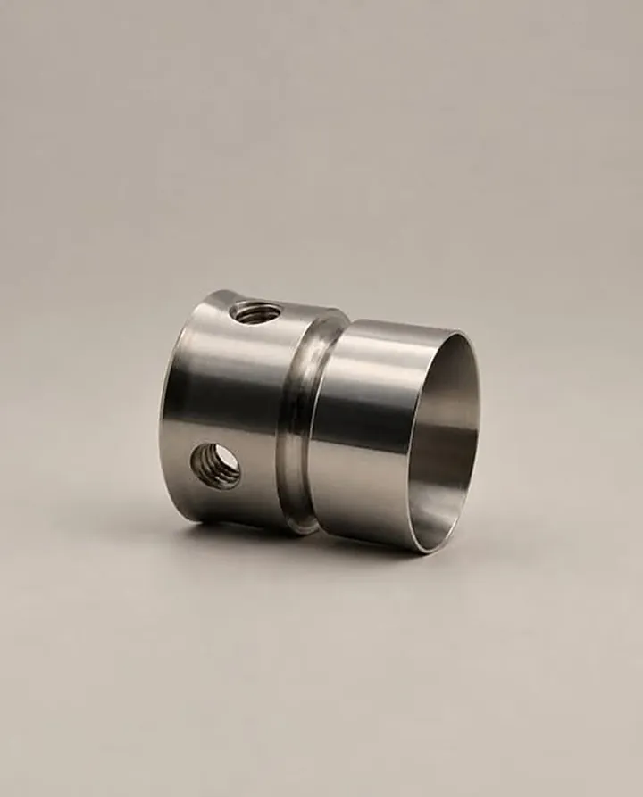 Turned stainless sleeve with a groove and tapped radial holes